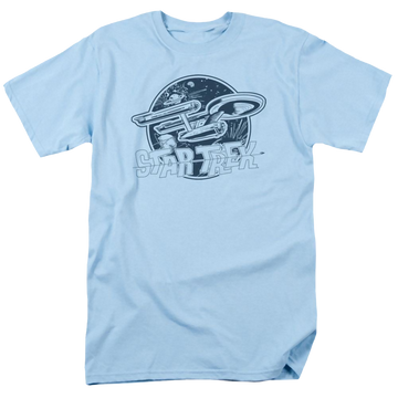 Light blue men's regular fit t-shirt with Star Trek The Original Series Retro Enterprise graphic