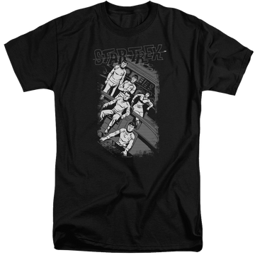 Black men's tall fit t-shirt with Star Trek Retro Tilted Bridge graphic