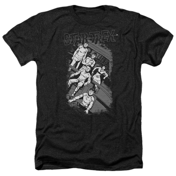 Charcoal men's heather t-shirt with Star Trek Retro Tilted Bridge graphic