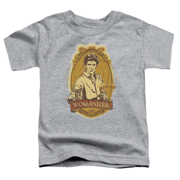 Athletic heather toddler t-shirt with Cheers Womanizer graphic