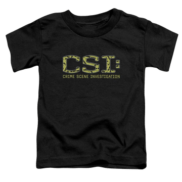 Black toddler t-shirt with CSI Collage Logo graphic