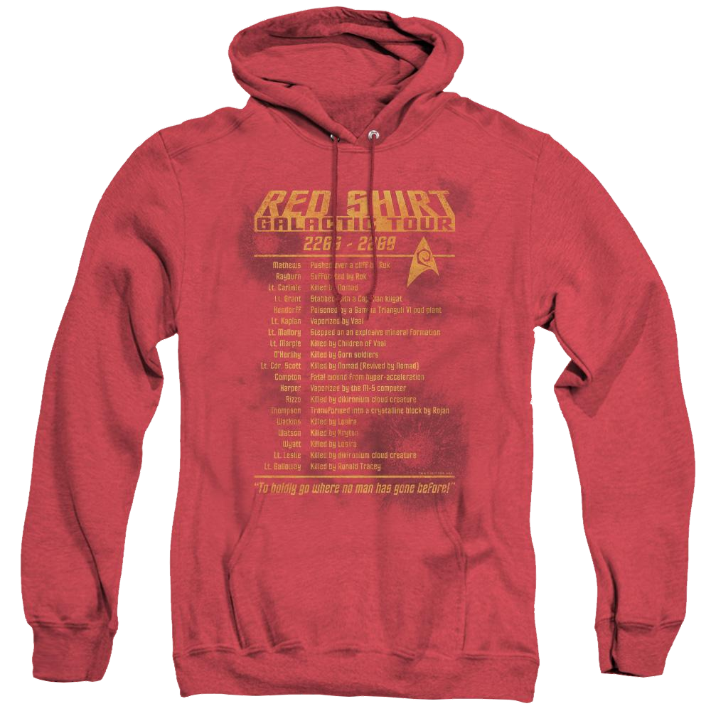 Star Trek The Original Series Red Shirt Tour - Heather Pullover Hoodie Heather Pullover Hoodie Star Trek   