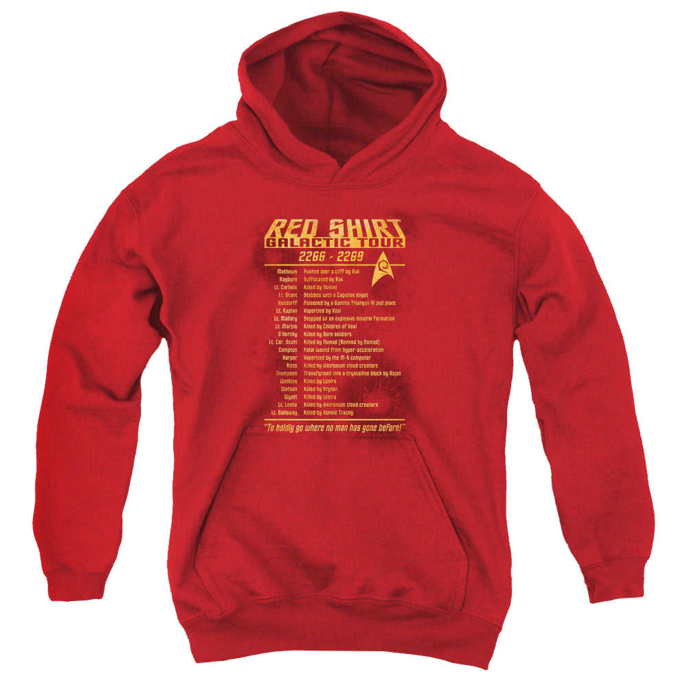Star Trek The Original Series Red Shirt Tour - Youth Hoodie Youth Hoodie (Ages 8-12) Star Trek   