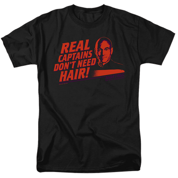 Black men's regular fit t-shirt with Star Trek Real Captain graphic