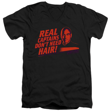 Black men's v-neck t-shirt with Star Trek Real Captain graphic