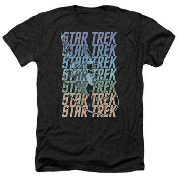 Charcoal men's heather t-shirt with Star Trek Multi Logo Enterprise graphic
