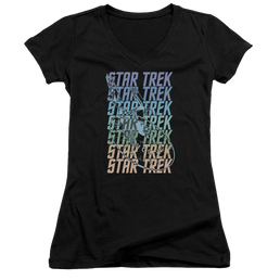 Star Trek Multi Logo Enterprise Juniors V-Neck T-Shirt Juniors V-Neck T-Shirt Star Trek   