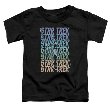 Black toddler t-shirt with Star Trek Multi Logo Enterprise graphic