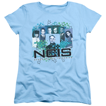 Light blue women's t-shirt with NCIS Cast graphic