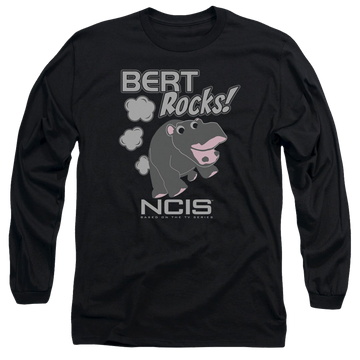 Black men's long sleeve t-shirt with NCIS Bert Rocks graphic