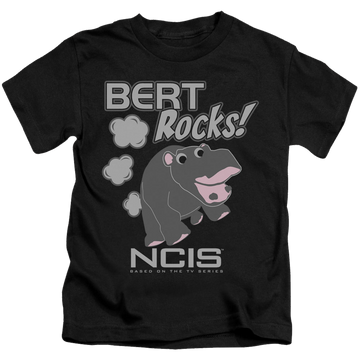 Black kid's t-shirt for ages 4 to 7 with NCIS Bert Rocks graphic