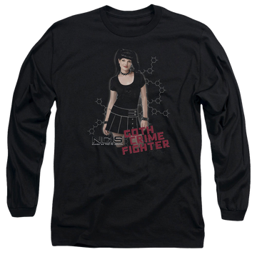 Black men's long sleeve t-shirt with NCIS Goth Crime Fighter graphic