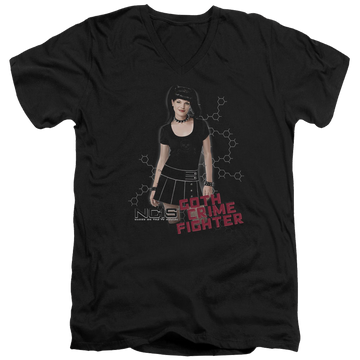 Black men's v-neck t-shirt with NCIS Goth Crime Fighter graphic