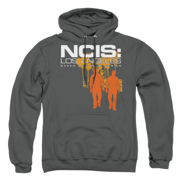 Charcoal pullover hoodie with NCIS Los Angeles Slow Walk graphic