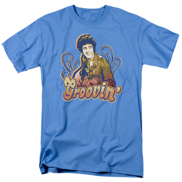 Carolina blue men's regular fit t-shirt with Brady Bunch Groovin graphic