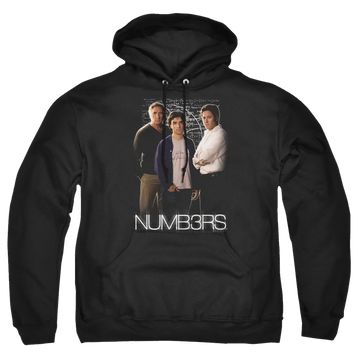 Black pullover hoodie with Numbers Equations graphic