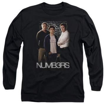 Black men's long sleeve t-shirt with Numbers Equations graphic