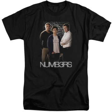 Black men's tall fit t-shirt with Numbers Equations graphic