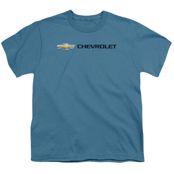 Slate youth t-shirt for ages 8 to 12 with Chevrolet Chevy Bowtie Wide Front graphic