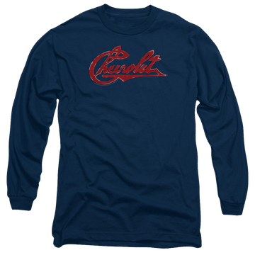 Chevrolet Chevrolet Script Distressed - Men's Long Sleeve T-Shirt Men's Long Sleeve T-Shirt Chevrolet   