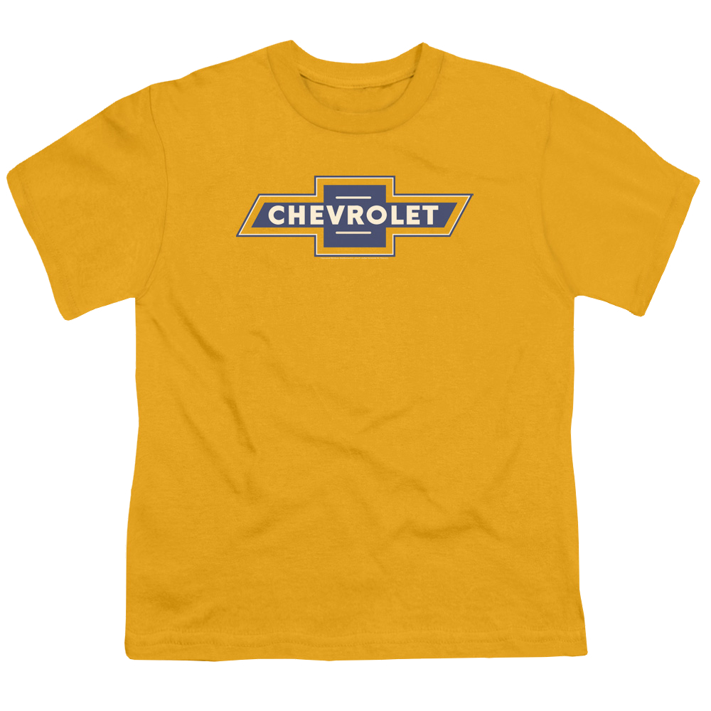 Chevrolet Blue And Gold Vintage Bowtie - Youth T-Shirt (Ages 8-12) Youth T-Shirt (Ages 8-12) Chevrolet   