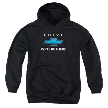 Black youth hoodie for ages 8 to 12 with Chevrolet Well Be There graphic