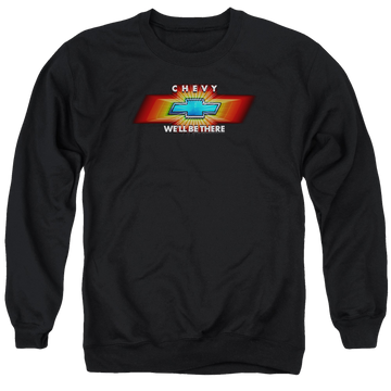 Black men's crewneck sweatshirt with Chevrolet Chevy Well Be There Tv Spot graphic