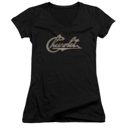 Chevrolet Chevy Script - Juniors V-Neck T-Shirt Juniors V-Neck T-Shirt Chevrolet   
