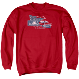 Chevrolet See The Usa - Men's Crewneck Sweatshirt Men's Crewneck Sweatshirt Chevrolet   