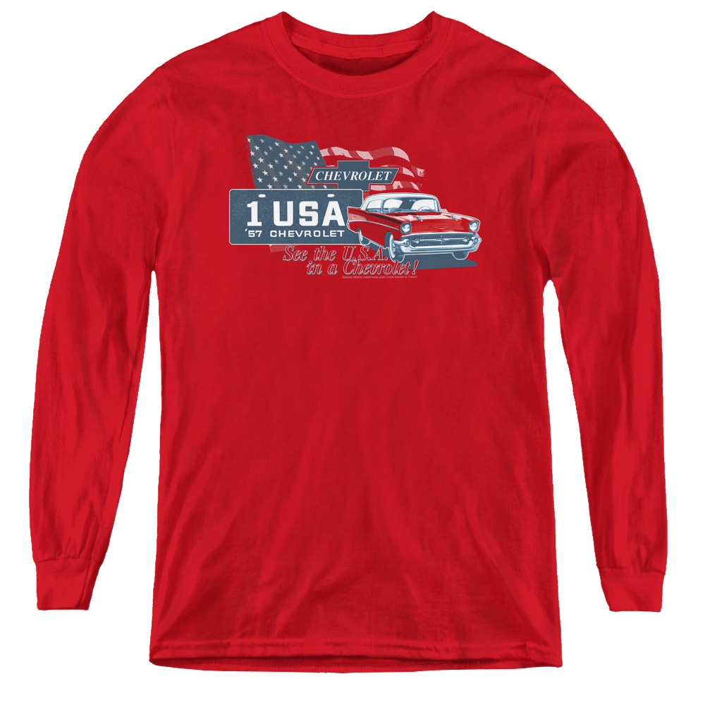 Chevrolet See The Usa - Youth Long Sleeve T-Shirt Youth Long Sleeve T-Shirt Chevrolet   