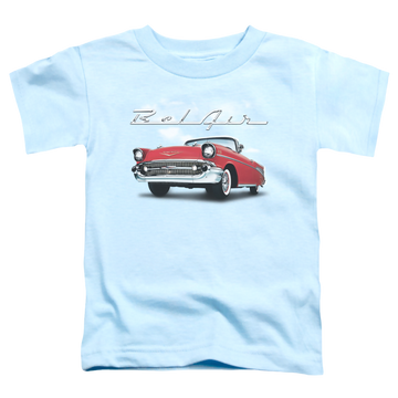 Light blue kid's t-shirt for ages 4 to 7 with Chevrolet Bel Air Clouds graphic
