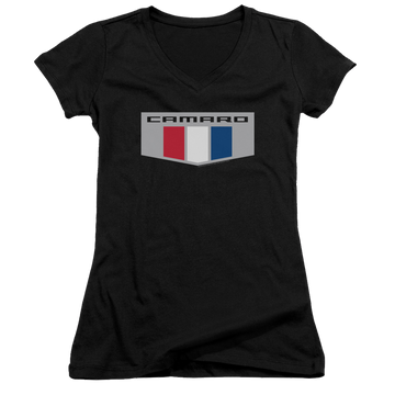 Chevrolet Chrome Emblem - Juniors V-Neck T-Shirt Juniors V-Neck T-Shirt Chevrolet   