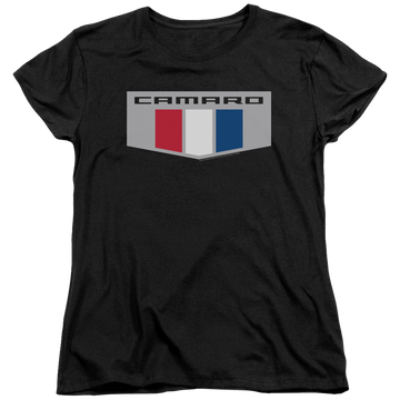 Black women's t-shirt with Chevrolet Chrome Emblem graphic