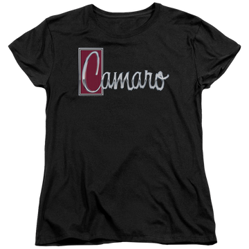 Black women's t-shirt with Chevrolet Chrome Script graphic