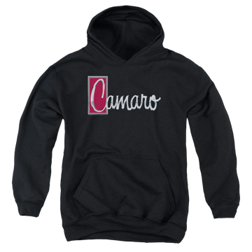 Black youth hoodie for ages 8 to 12 with Chevrolet Chrome Script graphic