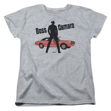 Athletic heather women's t-shirt with Chevrolet Boss graphic