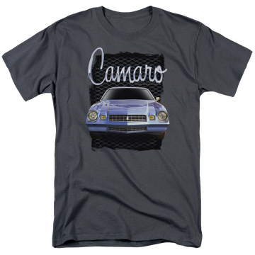 Charcoal men's regular fit t-shirt with Chevrolet Yellow Camaro graphic