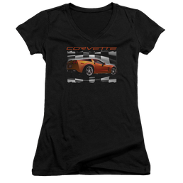 Chevrolet Orange Z06 Vette - Juniors V-Neck T-Shirt Juniors V-Neck T-Shirt Chevrolet   