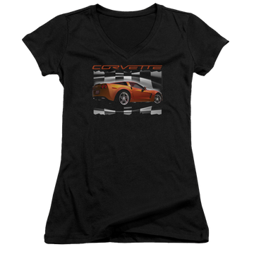Chevrolet Orange Z06 Vette - Juniors V-Neck T-Shirt Juniors V-Neck T-Shirt Chevrolet   