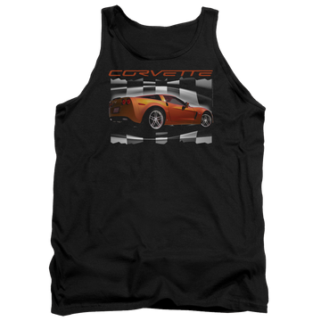 Black men's tank with Chevrolet Orange Z06 Vette graphic
