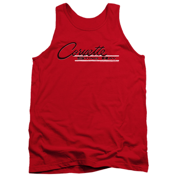 Red men's tank with Chevrolet Retro Stingray graphic