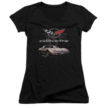 Chevrolet Checkered Past - Juniors V-Neck T-Shirt Juniors V-Neck T-Shirt Chevrolet   