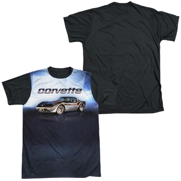 Chevrolet Blue Vette Check Flag men's black back t-shirt