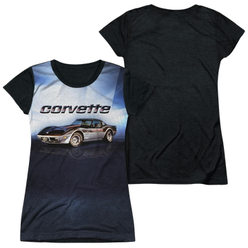 Chevrolet Blue Vette Check Flag - Juniors Black Back T-Shirt Juniors Black Back T-Shirt Chevrolet   