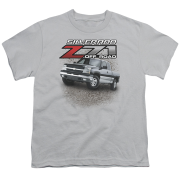 Silver youth t-shirt for ages 8 to 12 with Chevrolet Z71 graphic