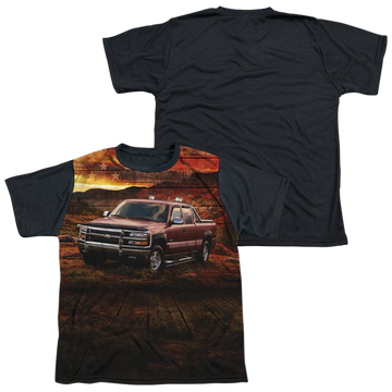 Chevrolet Silverado In The Mud youth black back t-shirt for ages 8 to 12