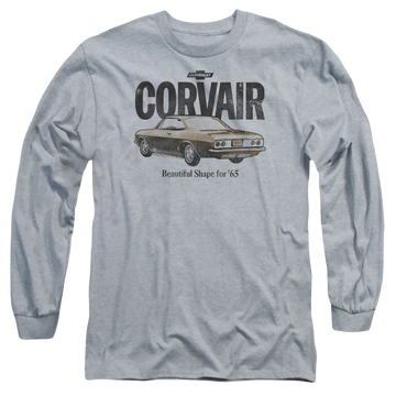 Athletic heather men's long sleeve t-shirt with Chevrolet Retro Corvair graphic