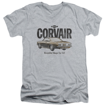 Athletic heather men's v-neck t-shirt with Chevrolet Retro Corvair graphic