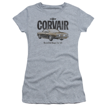 Athletic heather juniors t-shirt with Chevrolet Retro Corvair graphic