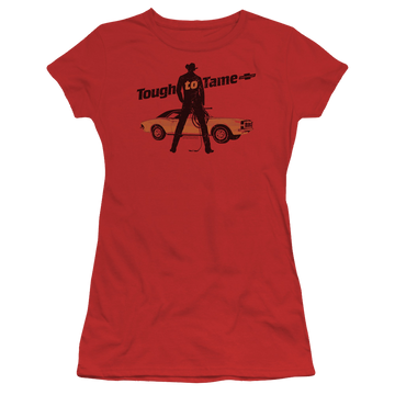 Red juniors t-shirt with Chevrolet Tough To Tame graphic